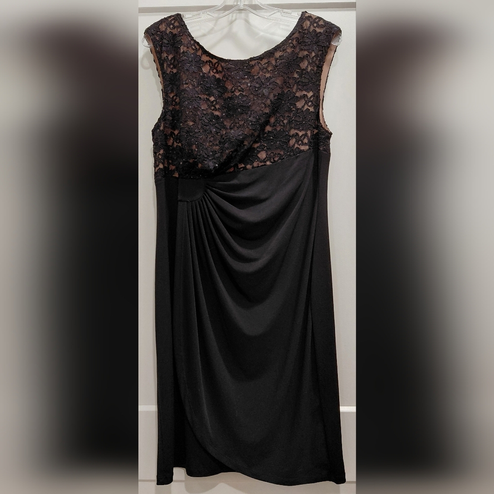 Connected Apparel Black Lace Midi Dress,Elegant,Cocktail, Holiday Parties Sz 16